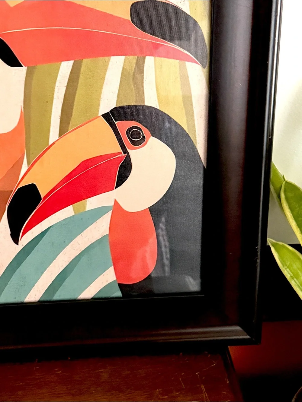 Tropical Toucan Bird Vintage Style Canvas Art Print Framed Wall Hanging Art